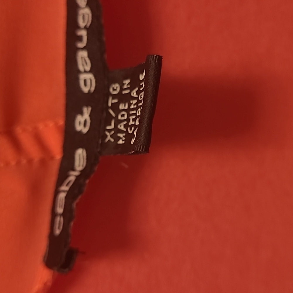 Cable & Gauge Vibrant Orange/Coral Tie-Front Blouse - Picture 2 of 2